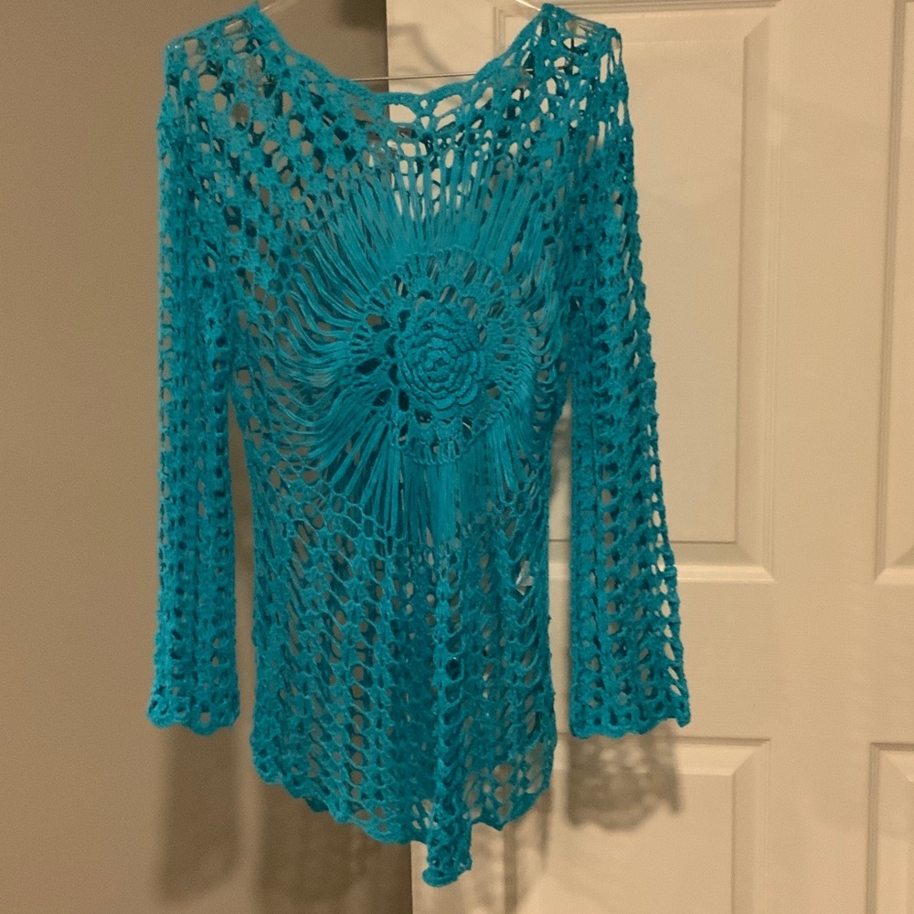 VENUS Turquoise Crochet Beach Coverup